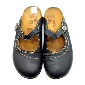 Dr Andrew Weil Black Leather Adjustable Slide Mules Shoes Women's 36 / 5